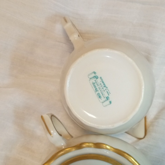 Old Ivory Gold Rim Cream & Sugar Syracuse China -SEE PHOTOS- Tiny Chip - Picture 3 of 16